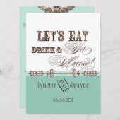 Eet, Drink n Getrouwd bruidsbruiloft uitnodiging (Voorkant / Achterkant)