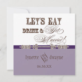 Eet, Drink n Getrouwd bruidsbruiloft uitnodiging