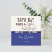 Eet, Drink n Getrouwd bruidsbruiloft uitnodiging (Staand voorkant)
