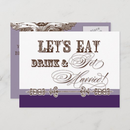 Eet, Drink n Trouw, bruidsdouche uitnodiging (Voorkant / Achterkant)