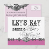 Eet, Drink n Trouw, bruidsdouche uitnodiging Briefkaart (Voorkant / Achterkant)
