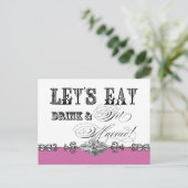 Eet, Drink n Trouw, bruidsdouche uitnodiging Briefkaart (Staand voorkant)