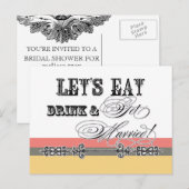 Eet, Drink n Trouw, bruidsdouche uitnodiging Briefkaart (Voorkant / Achterkant)