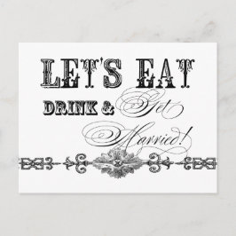 Eet, Drink n Trouw, bruidsdouche uitnodiging Briefkaart