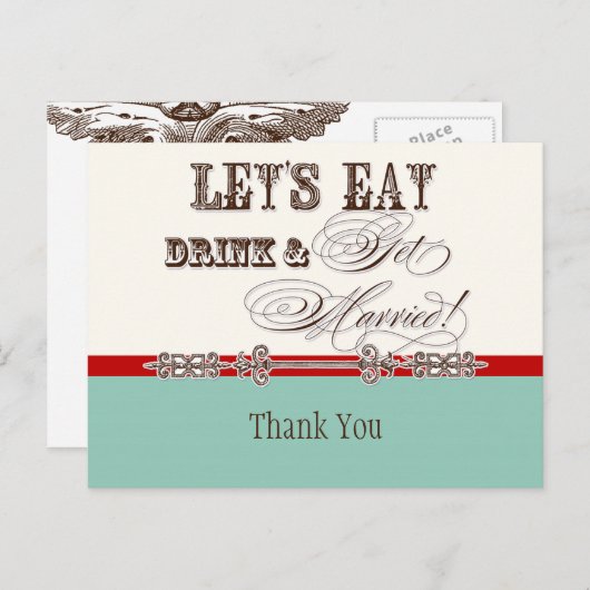 Eet, Drink n Trouw, dank je merkt Briefkaart (Voorkant / Achterkant)