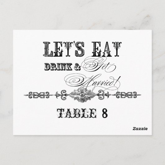 Eet, Drink n Trouw, Tafelnummer Briefkaarten (Achterkant)