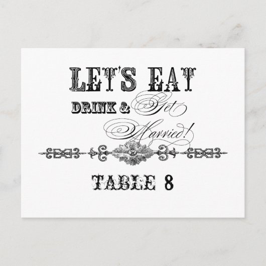 Eet, Drink n Trouw, Tafelnummer Briefkaarten (Voorkant)