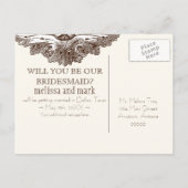 Eet, Drink n Trouw, wees mijn bruidsmeisje Uitnodi Uitnodiging Briefkaart (Achterkant)