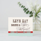 Eet, Drink n Trouw, wees mijn bruidsmeisje Uitnodi Uitnodiging Briefkaart (Staand voorkant)