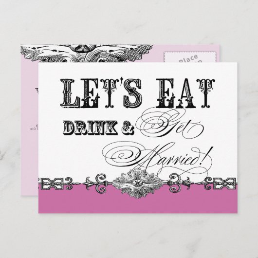 Eet, Drink n Trouw, wees mijn bruidsmeisje Uitnodi Uitnodiging Briefkaart (Voorkant / Achterkant)