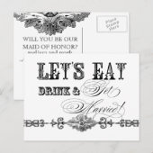 Eet, Drink n Trouw, wees mijn Maid of Honor Kaart (Voorkant / Achterkant)