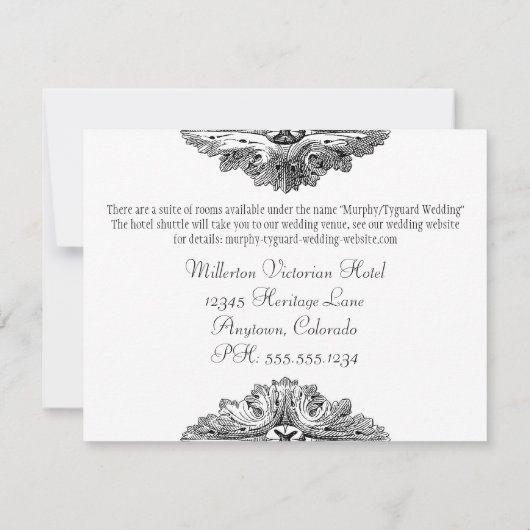 Eet, Drink n Trouwen Formal Wedding Details Kaart (Achterkant)