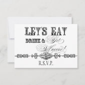 Eet, Drink n Trouwen Formele RSVP Respons Kaart (Voorkant)