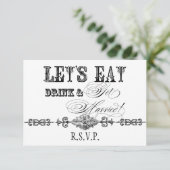 Eet, Drink n Trouwen Formele RSVP Respons Kaart (Staand voorkant)