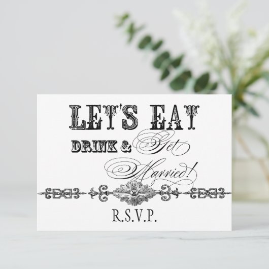 Eet, Drink n Trouwen Formele RSVP Respons Kaart (Staand voorkant)