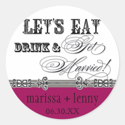 Eet, Drink n Trouwen Matching Stickers of zeehond (Voorkant)