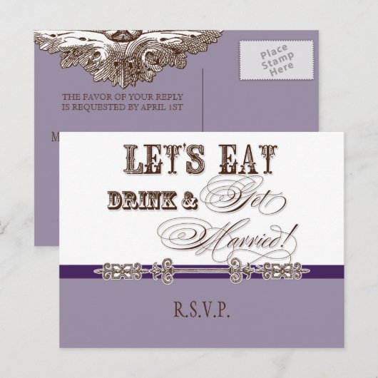 Eet, Drink n Trouwen, RSVP Response Briefkaart (Voorkant / Achterkant)