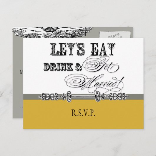 Eet, Drink n Trouwen, RSVP Response Briefkaart (Voorkant / Achterkant)