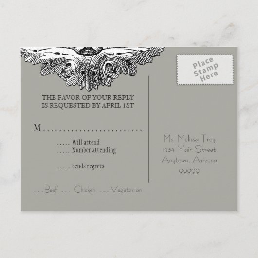 Eet, Drink n Trouwen, RSVP Response Briefkaart (Achterkant)