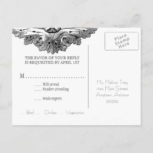 Eet, Drink n Trouwen, RSVP Response Briefkaart (Achterkant)