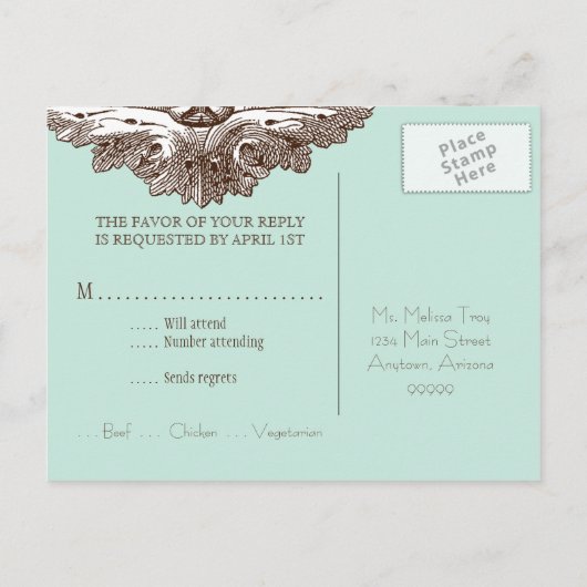 Eet, Drink n Trouwen, RSVP Response Briefkaart (Achterkant)