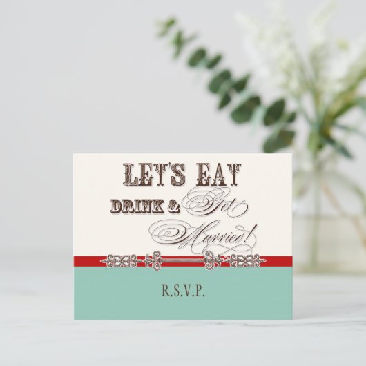 Eet, Drink n Trouwen, RSVP Response Briefkaart (Staand voorkant)