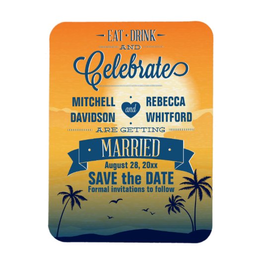 Eet Drink n Vier Zomer Zonsondergang Bewaar de Dat Magneet (Verticaal)