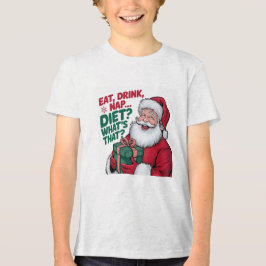 Eet Drink Nap whats Diet, Funny Santa Tri-Blend Shirt