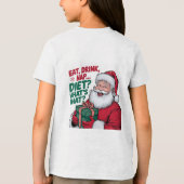 Eet Drink Nap whats Diet, Funny Santa Tri-Blend Shirt (Achterkant)