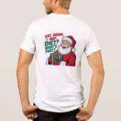 Eet Drink Nap whats Diet, Funny Santa Tri-Blend Shirt (Achterkant)