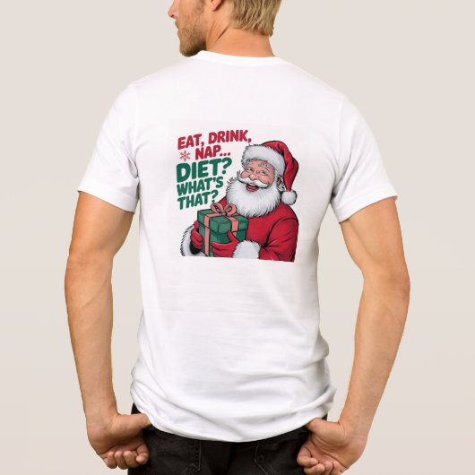 Eet Drink Nap whats Diet, Funny Santa Tri-Blend Shirt (Achterkant)