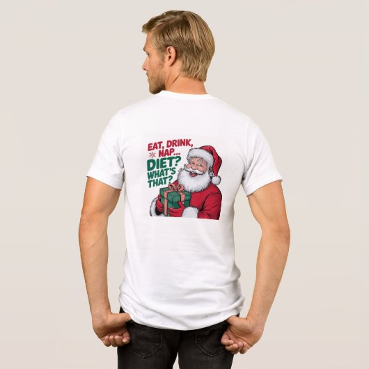 Eet Drink Nap whats Diet, Funny Santa Tri-Blend Shirt (Achterkant volledig)