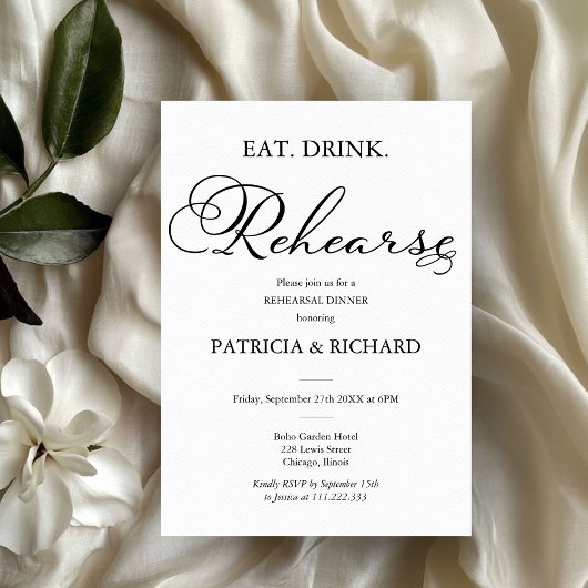 Eet Drink Oefen Elegant Script Proefdinermaal Kaart