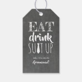 Eet Drink pak omhoog Grappig huisgenoot voorstel Cadeaulabel (Voorkant)