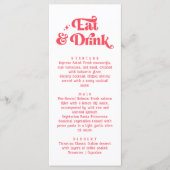 Eet & Drink Retro Rood en Wit Huwelijk Menu (Voorkant)