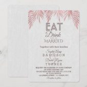 Eet Drink Roos Gold Palm Leaves Wedding Kaart (Voorkant / Achterkant)