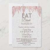 Eet Drink Roos Gold Palm Leaves Wedding Kaart (Voorkant)