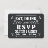 Eet Drink & RSVP Westerse bruiloft antwoordkaart v Kaartje (Achterkant)