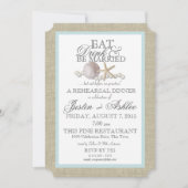 Eet Drink Sand Dollar en Pearl Wedding Repetitie Kaart (Voorkant)