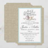 Eet Drink Sand Dollar en Pearl Wedding Repetitie Kaart (Voorkant / Achterkant)