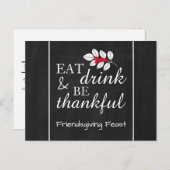 Eet Drink, schoolbord Thanksgiving feest Uitnodige Briefkaart (Voorkant / Achterkant)