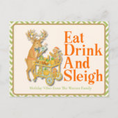 Eet Drink Sleigh Tropische Kerstmis Chinoiserie Feestdagenkaart (Voorkant)