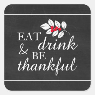 Eet-Drink, Thanksgiving van karton Vierkante Sticker
