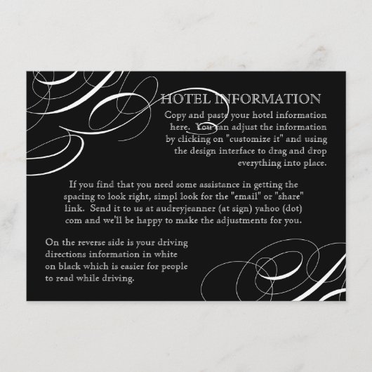 Eet, Drink, Trouw Calligrafie Wervelende Uitnodigi Informatiekaartje (Voorkant)