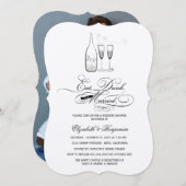 Eet Drink & Trouw Zilveren Champagne Bruiloft Kaart (Voorkant / Achterkant)