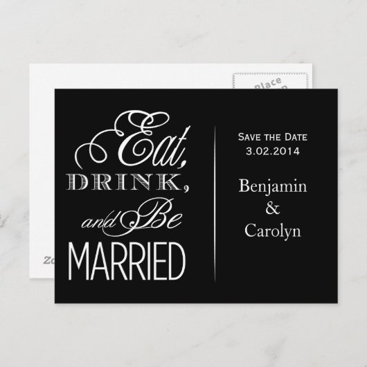 Eet, Drink, trouwen Aankondigingskaart (Voorkant / Achterkant)