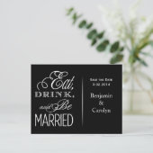 Eet, Drink, trouwen Aankondigingskaart (Staand voorkant)