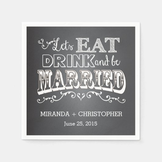 Eet Drink & Trouwen Gepersonaliseerde bruiloft ser Servetten (Voorkant)