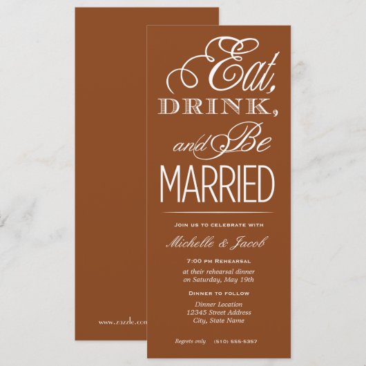 Eet, Drink, trouwen Kaart (Voorkant / Achterkant)