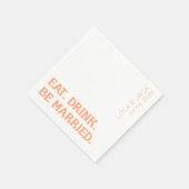 Eet. Drink. Trouwen. Oranje Retro bruiloft Servet (Hoek)